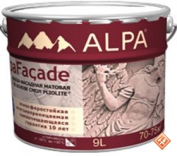 ALPAFACADE - краска фасадная матовая на основе смол Pliolite. устойчивая к щелочным основаниям и экстремальным температурам. самоочищающаяся. база А 9 л